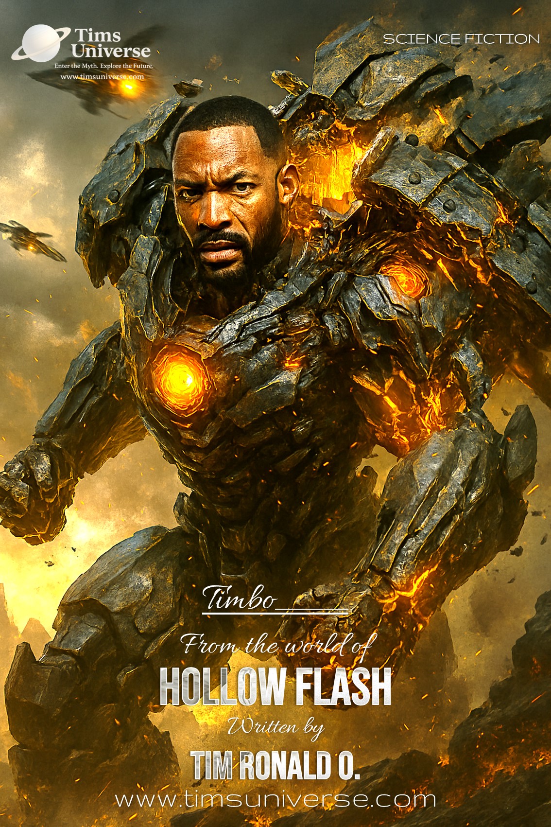 Woman with braid standing in futuristic cityscape on sci-fi book poster for Metropolis of Time